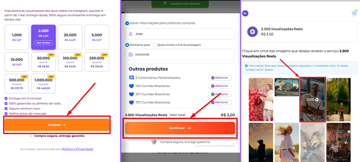 Como funciona o processo de entrega das visualizações reels